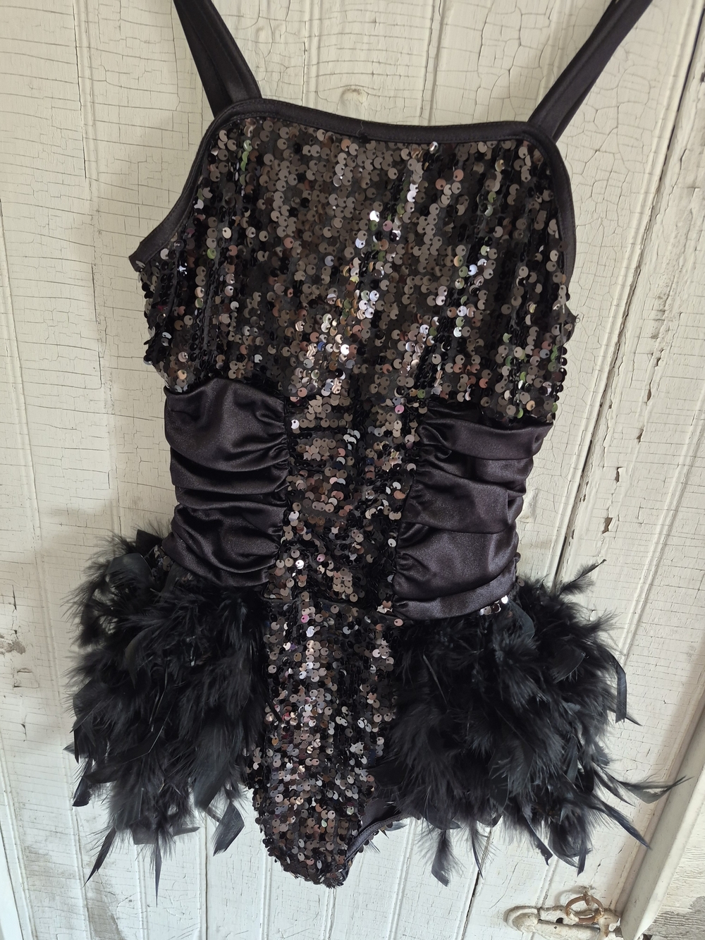 Weissman Black Sequin Feather Dance Costume
